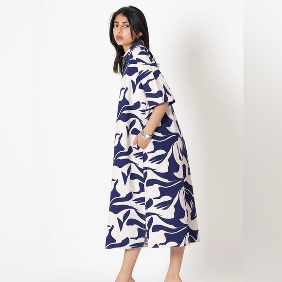 The Loom | White Purple Printed Cotton Dress - Picture 4 of 8